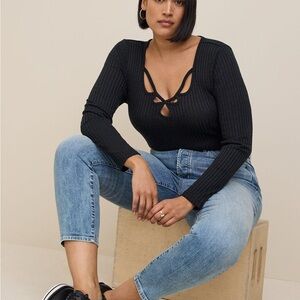 Torrid Charcoal Ribbed Knit Top